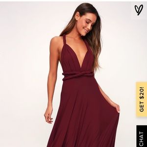Lulu’s Tricks of the Trade Burgundy Maxi Dress